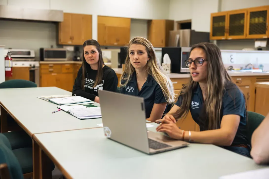 Female students in classroom